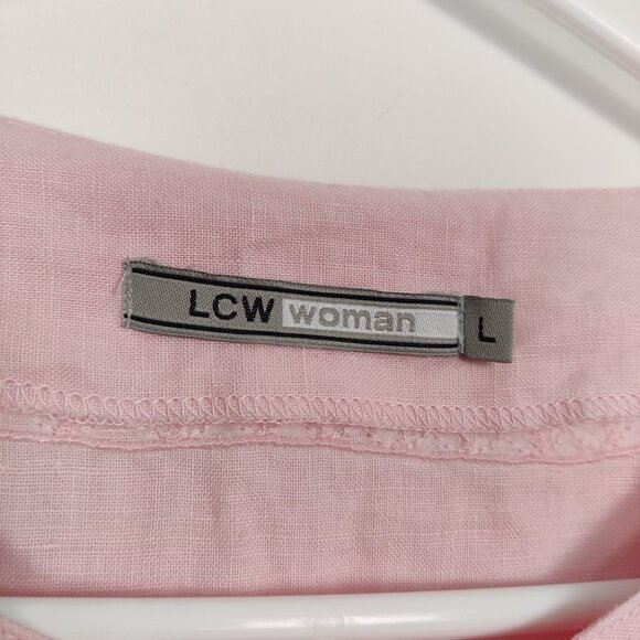 LC Waikiki Women's 100% Linen Tunic Shirt Size Large Mini Dress Bohemian Sequins - Picture 3 of 10